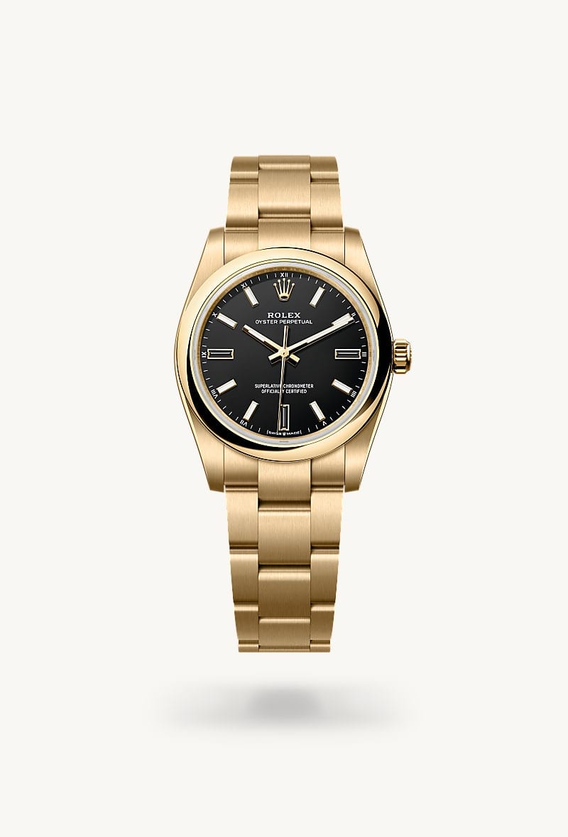 Rolex Oyster Perpetual de 18 ct yellow gold, M124208-0001 - Jael Joyería