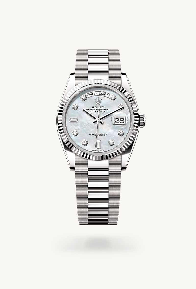 Rolex Day-Date de 18 ct white gold, M128239-0007 - Jael Joyería