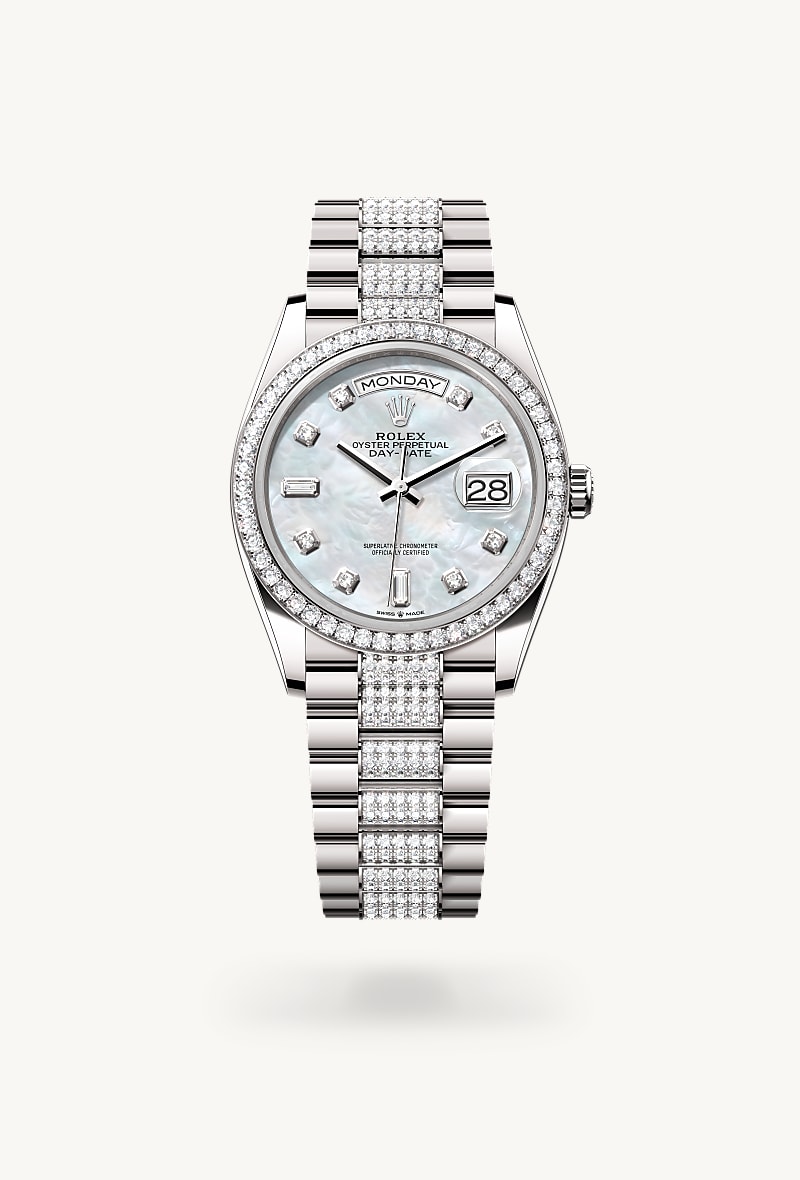 Rolex Day-Date de 18 ct white gold, M128349RBR-0014 - Jael Joyería