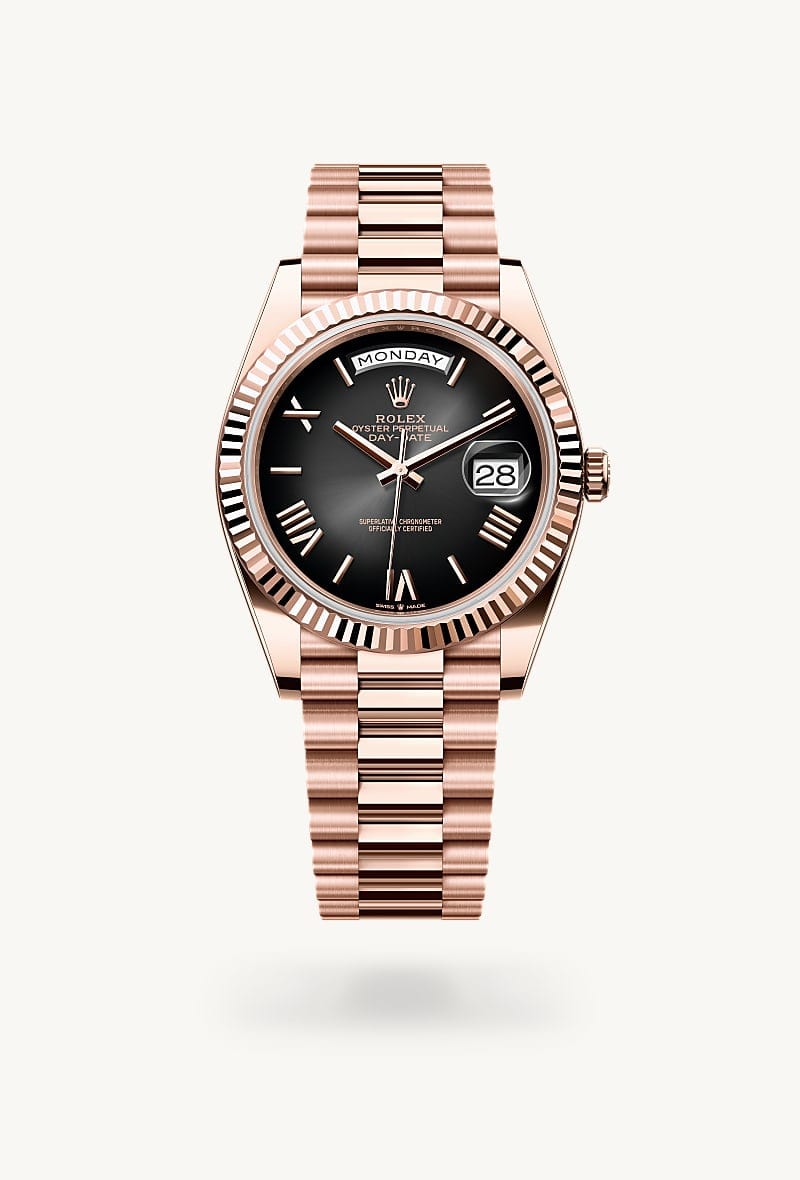 Rolex Day-Date de 18 ct Everose gold, M228235-0055 - Jael Joyería