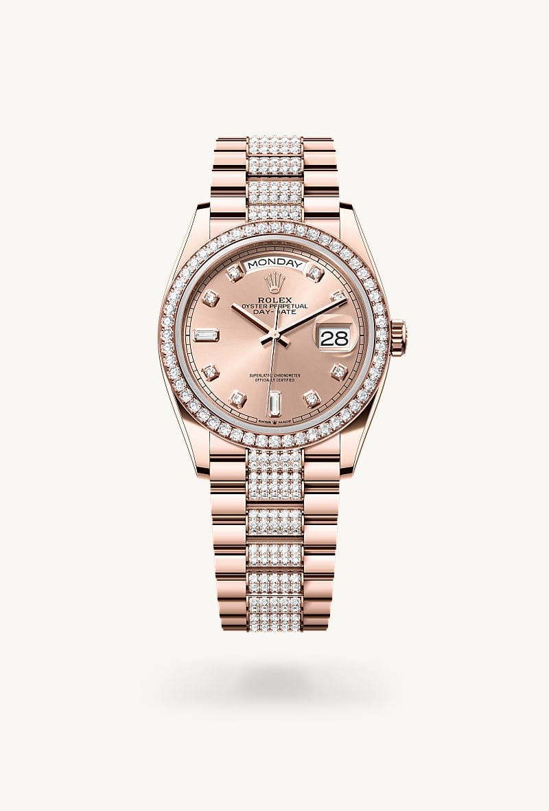 rolex Day-Date de Oro Everose de 18 quilates, M128345RBR-0020 - Jael Joyería