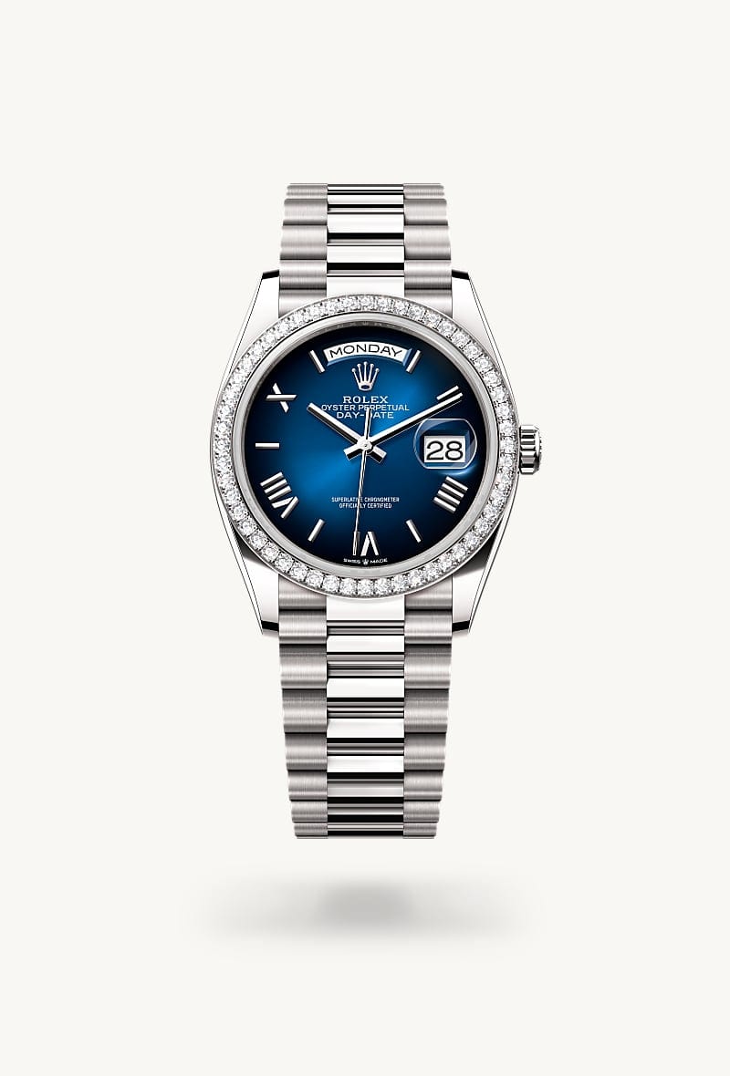 rolex Day-Date de Oro blanco de 18 quilates, M128349RBR-0085 - Jael Joyería