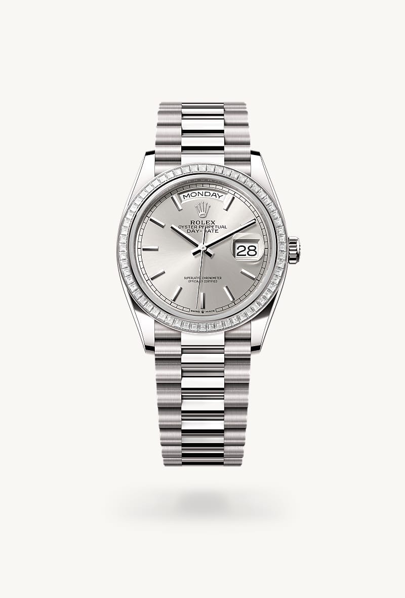 rolex Day-Date de Oro blanco de 18 quilates, M128399TBR-0001 - Jael Joyería