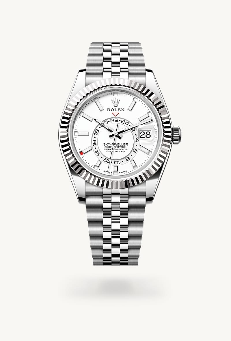 rolex Sky-Dweller de Rolesor blanco —combinación de acero Oystersteel y oro blanco, M336934-0004 - Jael Joyería