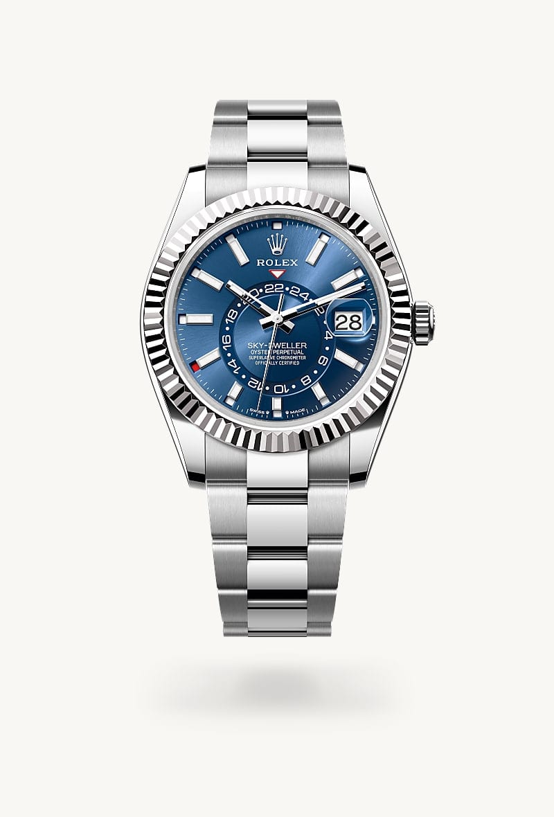 rolex Sky-Dweller de Rolesor blanco —combinación de acero Oystersteel y oro blanco, M336934-0005 - Jael Joyería