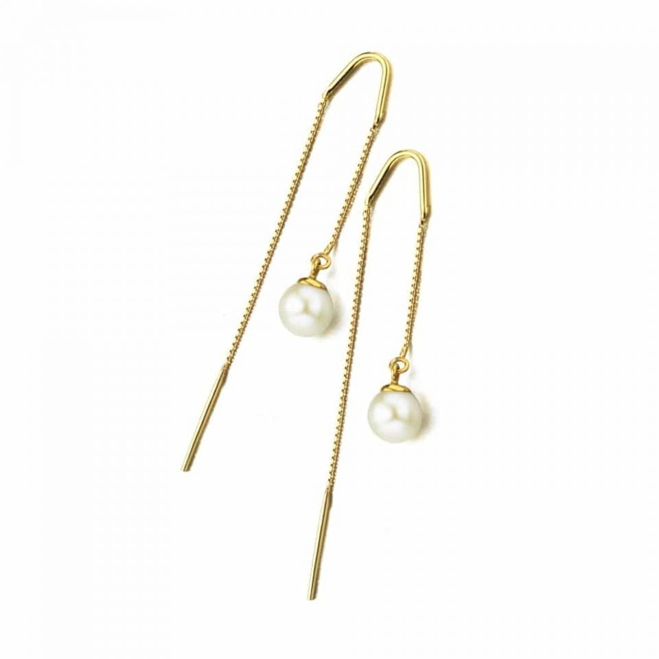 CHAIN EARRING WITH PEARL