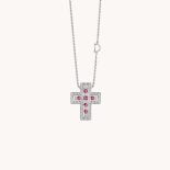 CHAIN NECKLACE WITH CROSS DAMIANI BELLE EPOQUE BRILLIANTS AND RUBIES