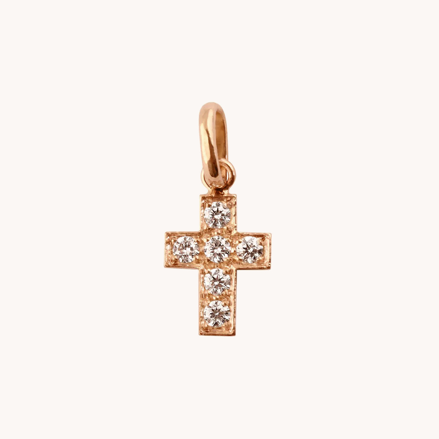 PENDANT GIGI CLOZEAU DIAMOND CROSS ROSE GOLD