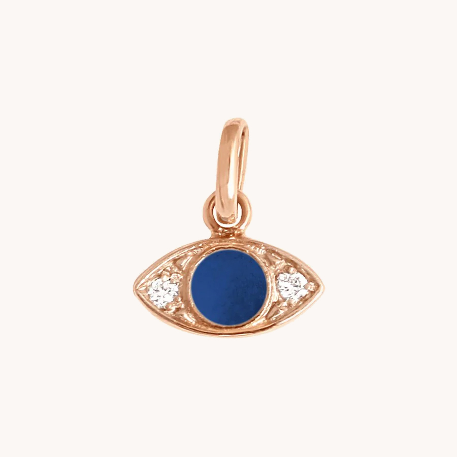 PENDANT GIGI CLOZEAU EYE RESIN DIAMONDS AND LAPIS LAZULI PINK GOLD