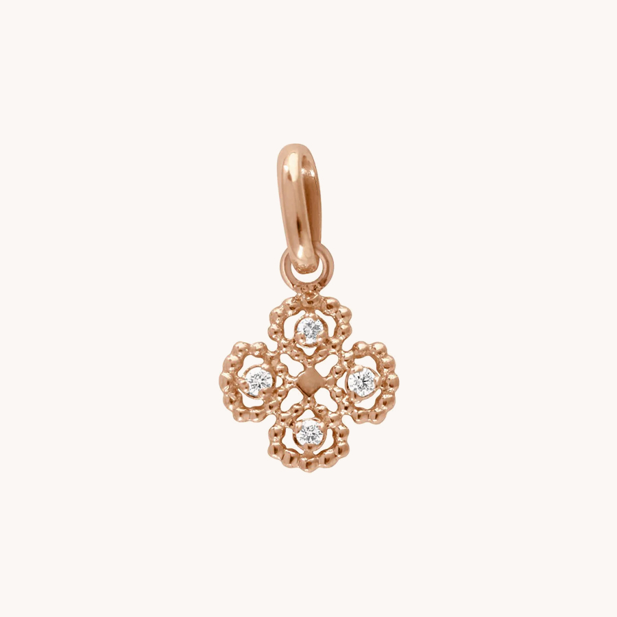 GIGI CLOZEAU CLOVER PENDANT ROSE GOLD AND DIAMONDS
