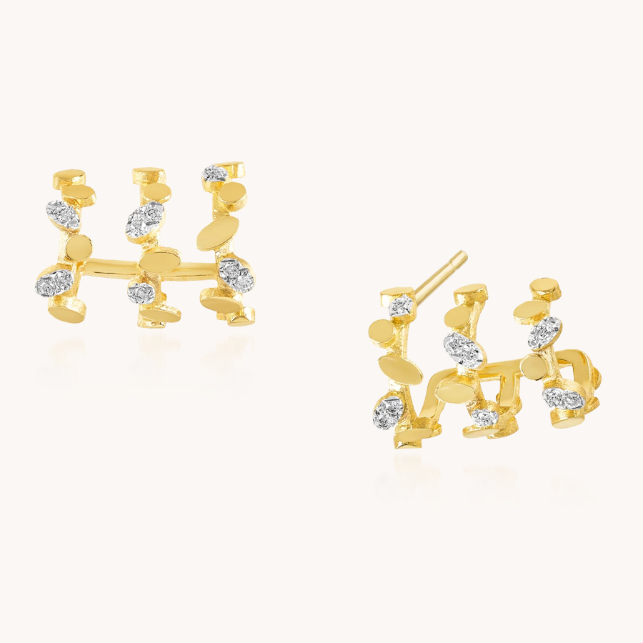 PENDIENTES DE AROS LUISA ROSAS MINI BE ORO AMARILLO Y DIAMANTES