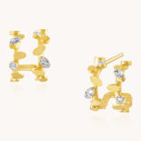 PENDIENTES DE AROS LUISA ROSAS MINI BE ORO AMARILLO Y DIAMANTES