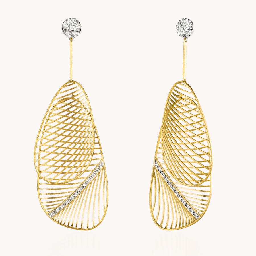LUISA ROSAS TRIBE YELLOW GOLD AND DIAMONDS EARRINGS