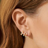 PENDIENTES DE AROS LUISA ROSAS MINI BE ORO AMARILLO Y DIAMANTES