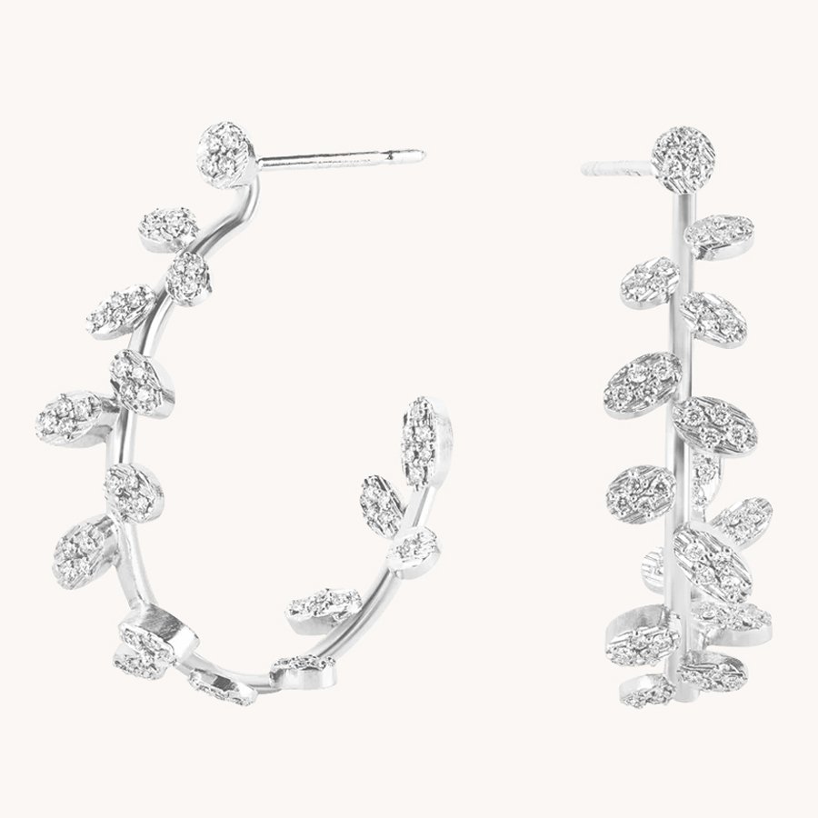 PENDIENTES DE ARO LUISA ROSAS BE ORO BLANCO Y DIAMANTES