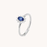 JAEL SOLITAIRE WHITE GOLD RING, SAPPHIRE AND DIAMONDS