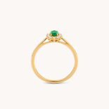 JAEL SOLITAIRE YELLOW GOLD RING, CENTRAL EMERALD AND DIAMONDS