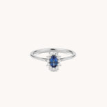JAEL SOLITAIRE WHITE GOLD RING, SAPPHIRE AND DIAMONDS