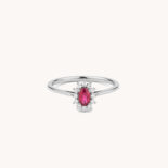 JAEL SOLITAIRE WHITE GOLD RING, RUBY AND DIAMONDS