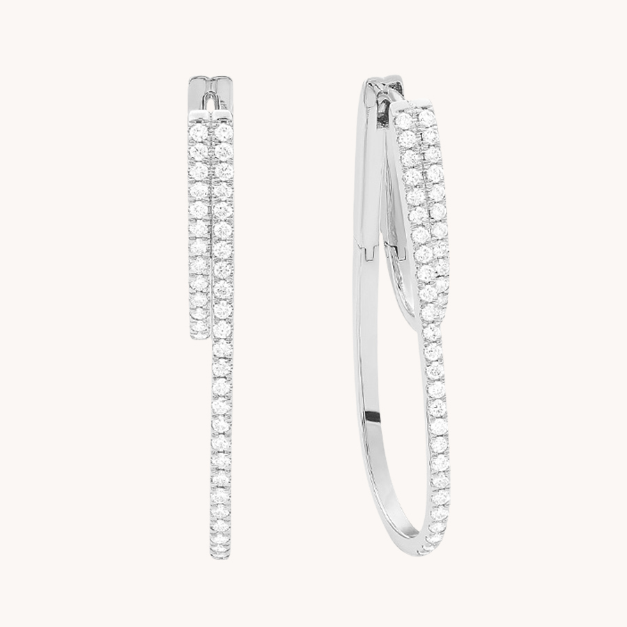 PENDIENTES JAEL ORO BLANCO, DOBLE ARO CON DIAMANTES